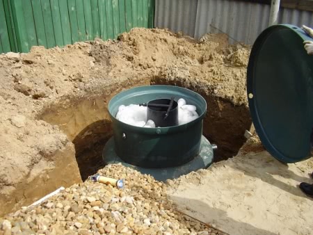 Установленный в котлован септик