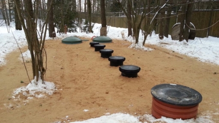 Пример установленных септиков с полями фильтрации