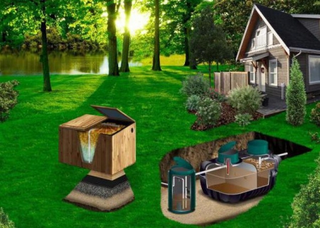 Система канализации с септиком Кедр