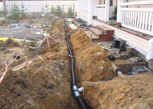 Прокладка труб ливневой канализации