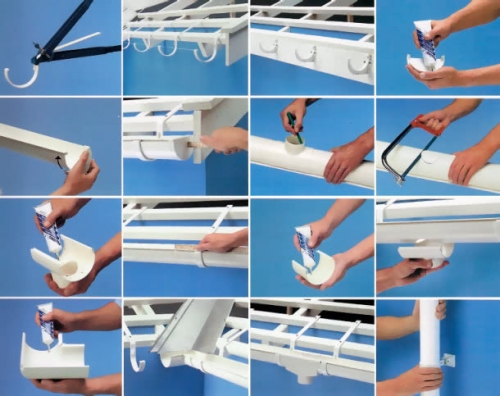 Этапы монтажа водосточной системы